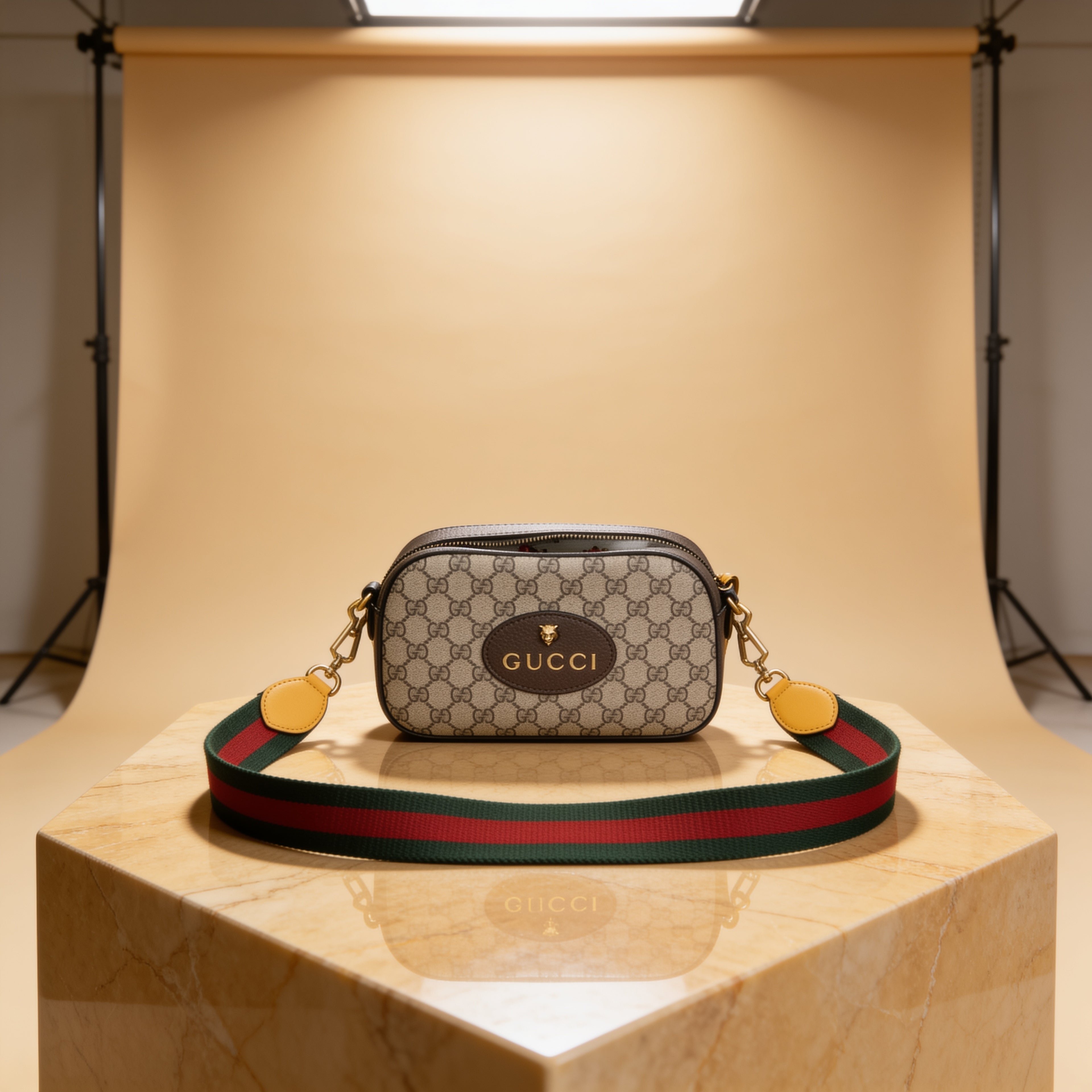 „Luxus im Detail – Gucci Crossbody Tasche mit ikonischem Streifen-Design“