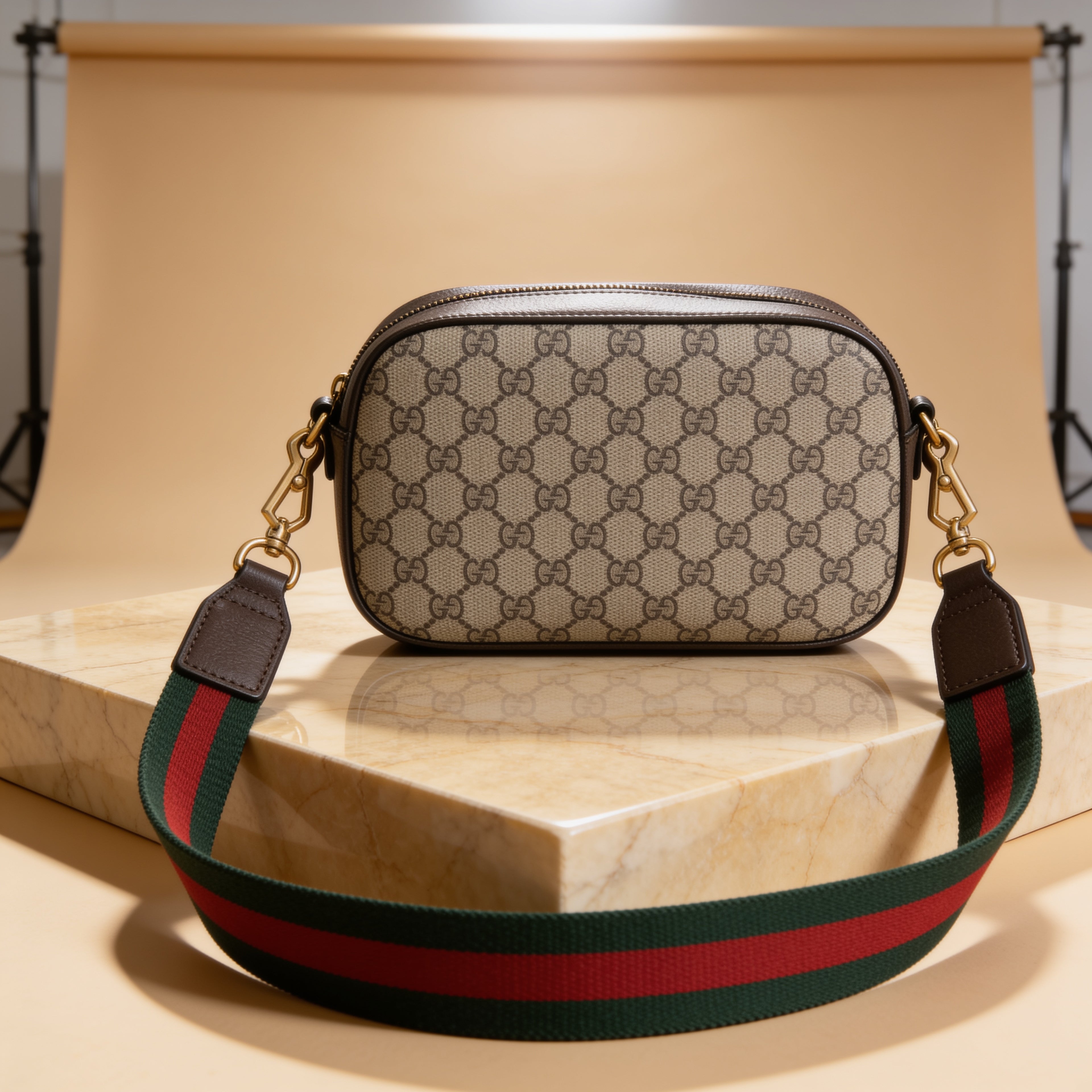 „Luxus im Detail – Gucci Crossbody Tasche mit ikonischem Streifen-Design“